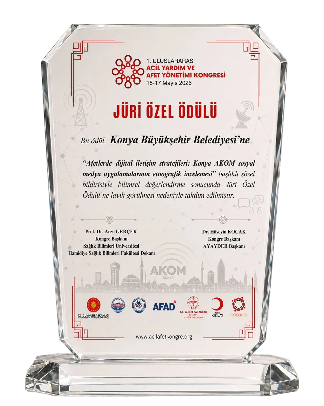 Afet İletişiminde Konya AKOM'a Uluslararası Ödül