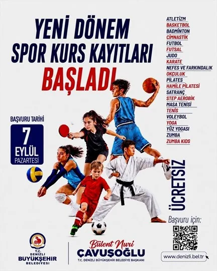 Denizli’de 22 Branşta Ücretsiz Spor Kursları Başlıyor