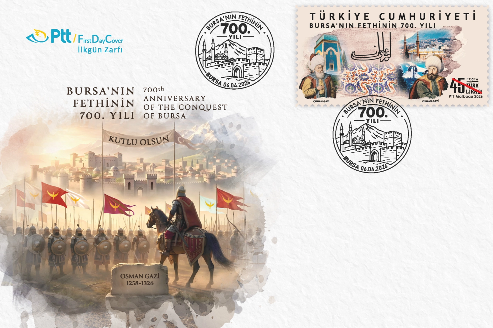 PTT, Bursa'nın Fethi'nin 700. Yılı Anma Pulu'nu Satışa Çıkardı